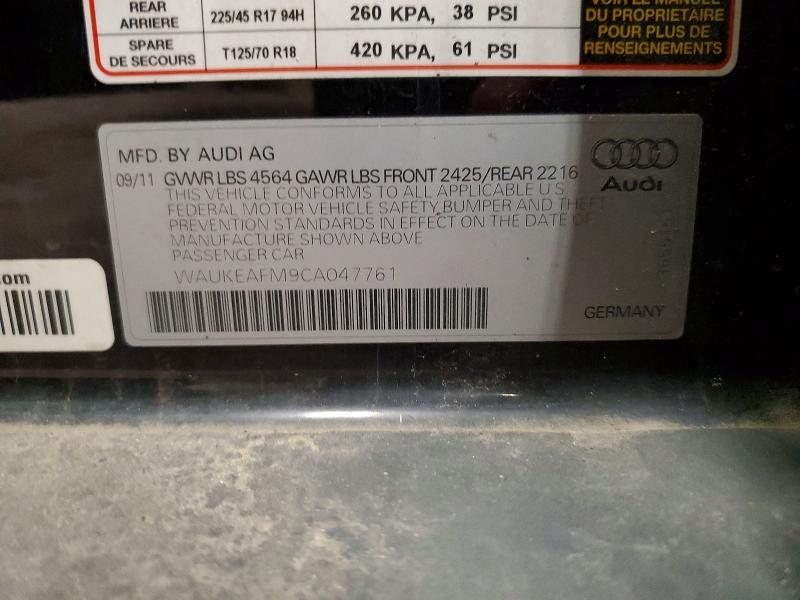 2012 Audi A3 მანქანა იყიდება აუქციონზე, vin: WAUKEAFM9CA047761, აუქციონის ნომერი: 66107406