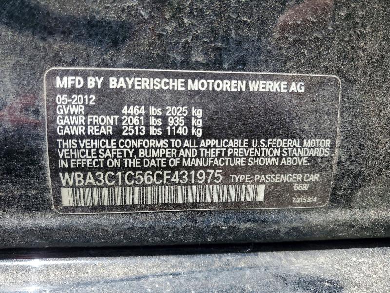 2012 Bmw 328 მანქანა იყიდება აუქციონზე, vin: WBA3C1C56CF431975, აუქციონის ნომერი: 63710416