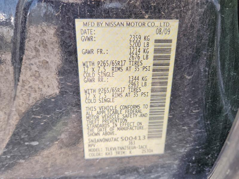 63692396 :رقم المزاد ، 5N1AN0NU7AC500413 vin ، 2010 Nissan Xterra مزاد بيع