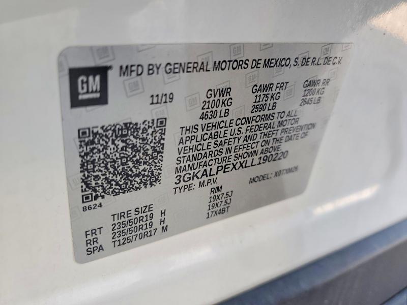 Aukcja sprzedaży 2020 Gmc Terrain, vin: 3GKALPEXXLL190220, numer aukcji: 64240346