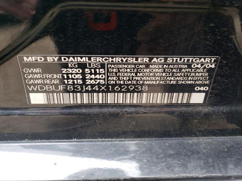 66733806 :رقم المزاد ، WDBUF83J44X162938 vin ، 2004 Mercedes-benz E مزاد بيع