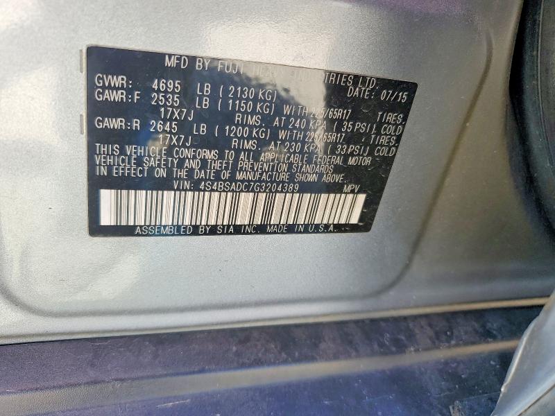 Продаж на аукціоні авто 2016 Subaru Outback, vin: 4S4BSADC7G3204389, номер лоту: 65046296