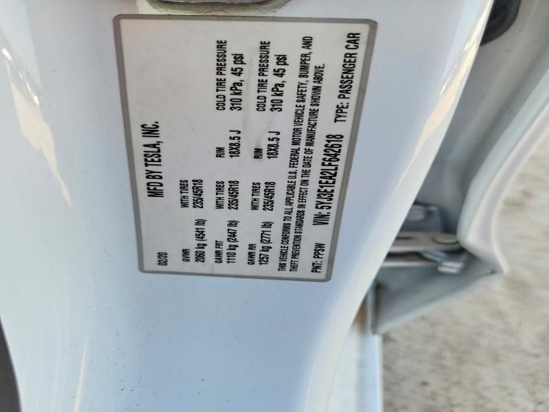 64033376 :رقم المزاد ، 5YJ3E1EA2LF642618 vin ، 2020 Tesla Model 3 مزاد بيع