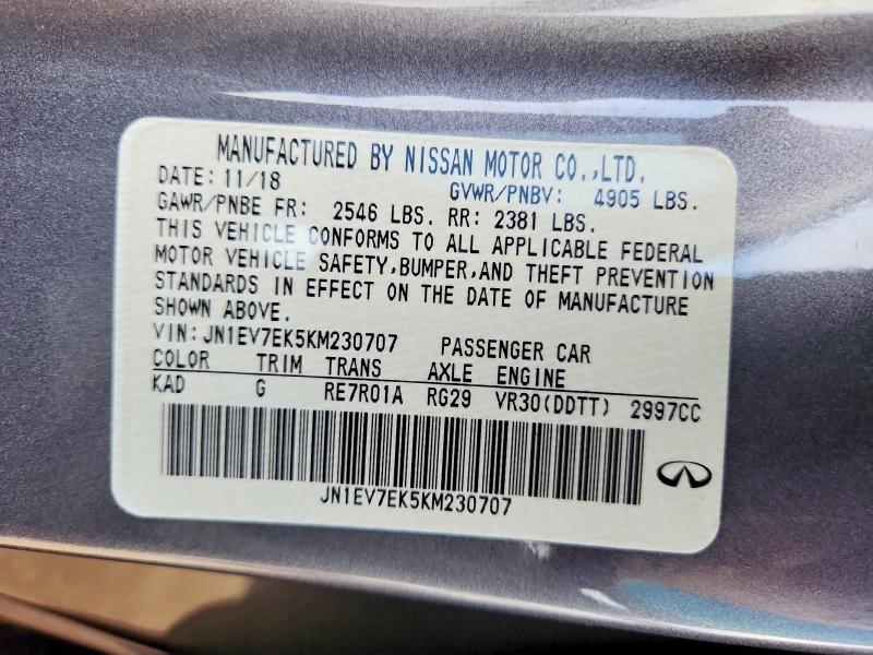 Продаж на аукціоні авто 2019 Infiniti Q60, vin: JN1EV7EK5KM230707, номер лоту: 60634056