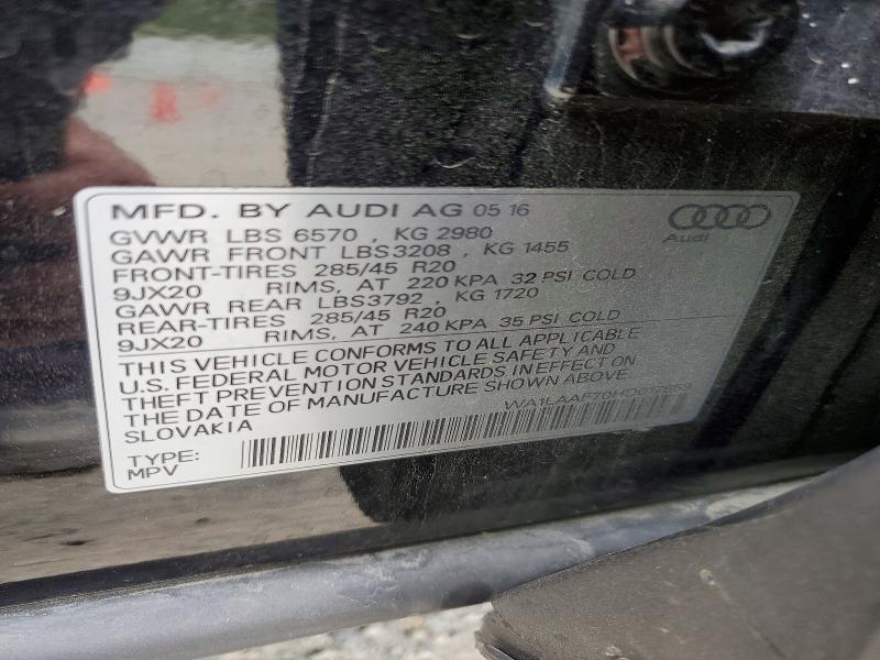 Aukcja sprzedaży 2017 Audi Q7, vin: WA1LAAF70HD017559, numer aukcji: 66382706