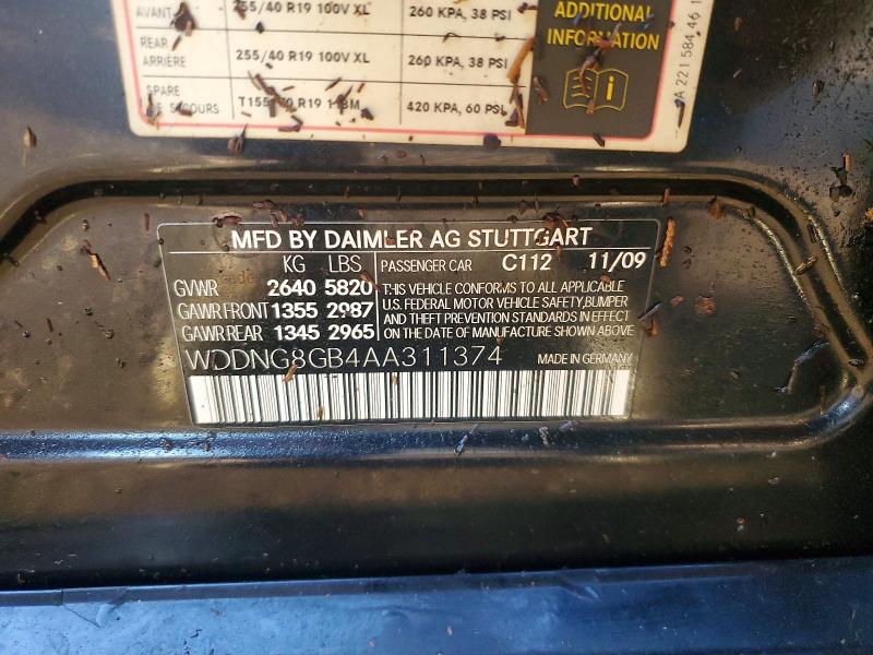 Продаж на аукціоні авто 2010 Mercedes-benz S, vin: WDDNG8GB4AA311374, номер лоту: 65049566