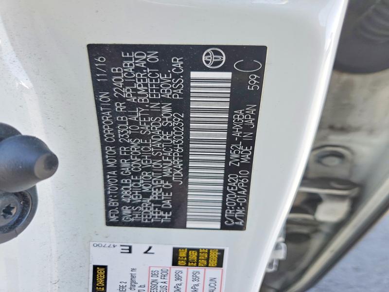 Продаж на аукціоні авто 2017 Toyota Prius Prime, vin: JTDKARFP6H3002392, номер лоту: 63339596