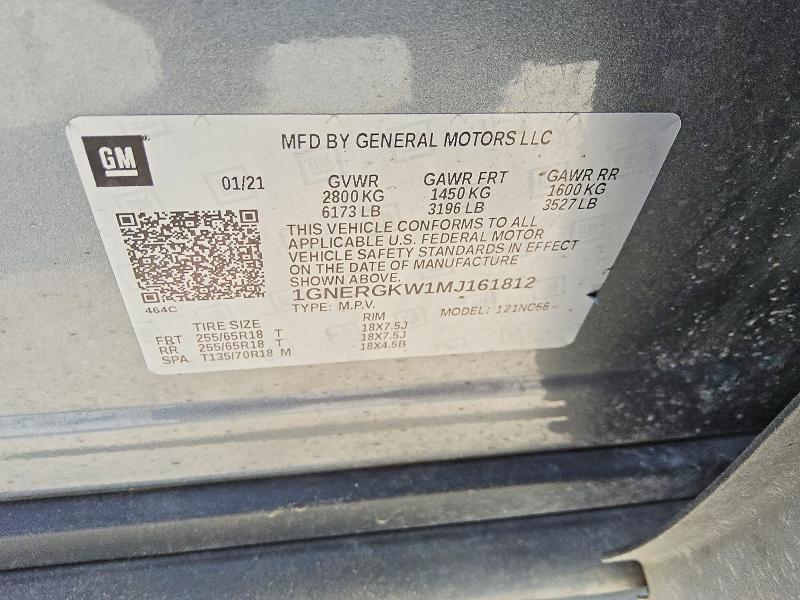 2021 Chevrolet Traverse მანქანა იყიდება აუქციონზე, vin: 1GNERGKW1MJ161812, აუქციონის ნომერი: 67575966