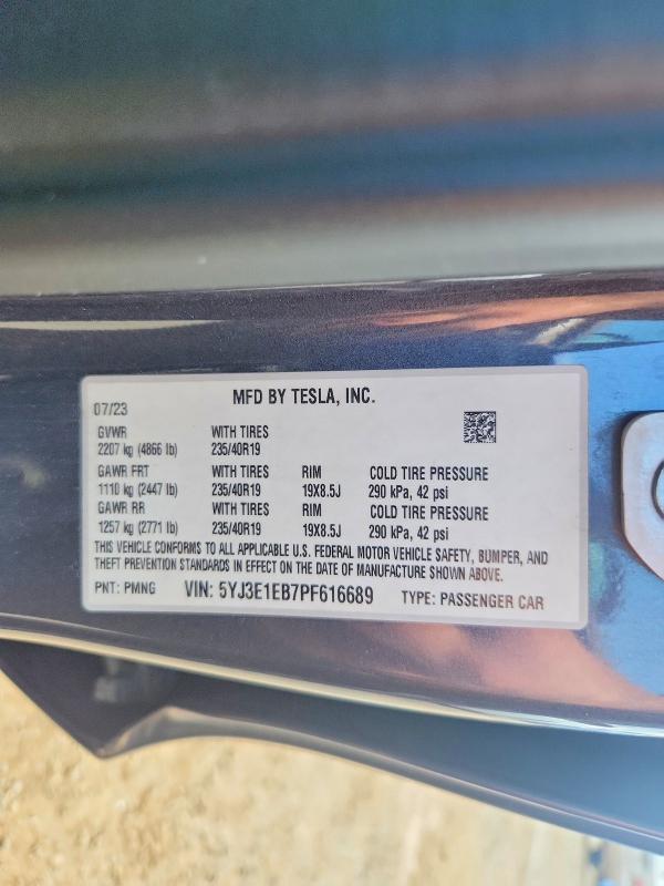 Продаж на аукціоні авто 2023 Tesla Model 3, vin: 5YJ3E1EB7PF616689, номер лоту: 62625736