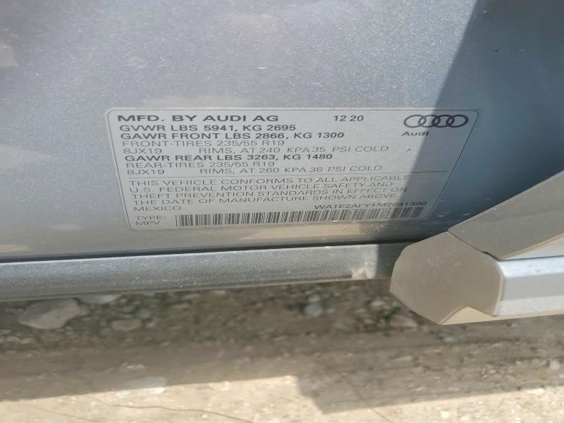 2021 Audi Q5 E მანქანა იყიდება აუქციონზე, vin: WA1E2AFY1M2041390, აუქციონის ნომერი: 63878776