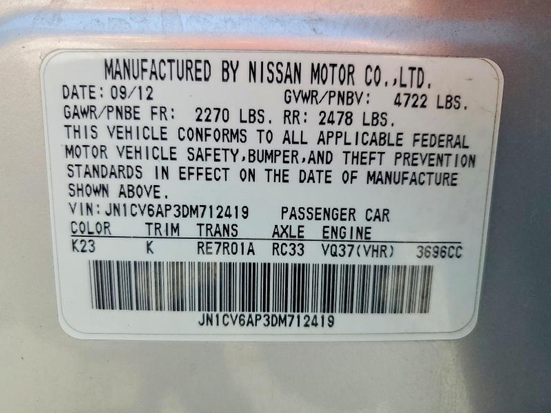 Продаж на аукціоні авто 2013 Infiniti G37 Sedan, vin: JN1CV6AP3DM712419, номер лоту: 66783976