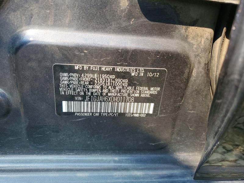 Продажа на аукционе авто 2013 Subaru Impreza, vin: JF1GJAH6XDH011708, номер лота: 64024236