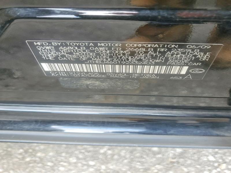Продаж на аукціоні авто 2009 Lexus Es, vin: JTHBJ46G192332403, номер лоту: 63874266
