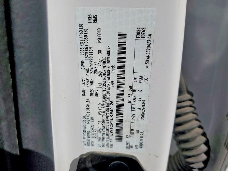 Продажа на аукционе авто 2020 Ford F150, vin: 1FTEW1CP1LKE40126, номер лота: 65548326