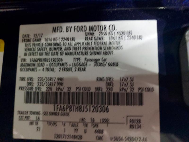 Aukcja sprzedaży 2018 Ford Mustang, vin: 1FA6P8TH8J5120306, numer aukcji: 63795976