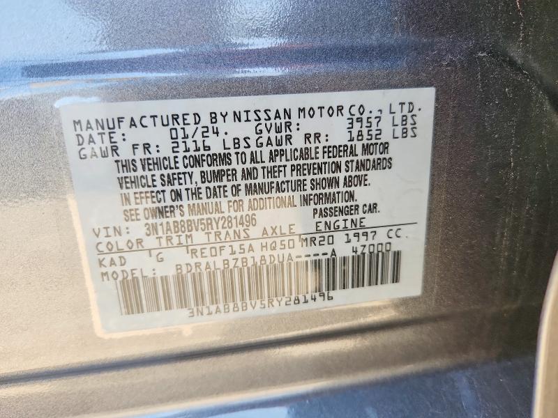 Aukcja sprzedaży 2024 Nissan Sentra, vin: 3N1AB8BV5RY281496, numer aukcji: 65679466
