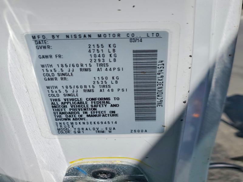 Aukcja sprzedaży 2014 Nissan Nv200, vin: 3N6CM0KN3EK694514, numer aukcji: 63700856