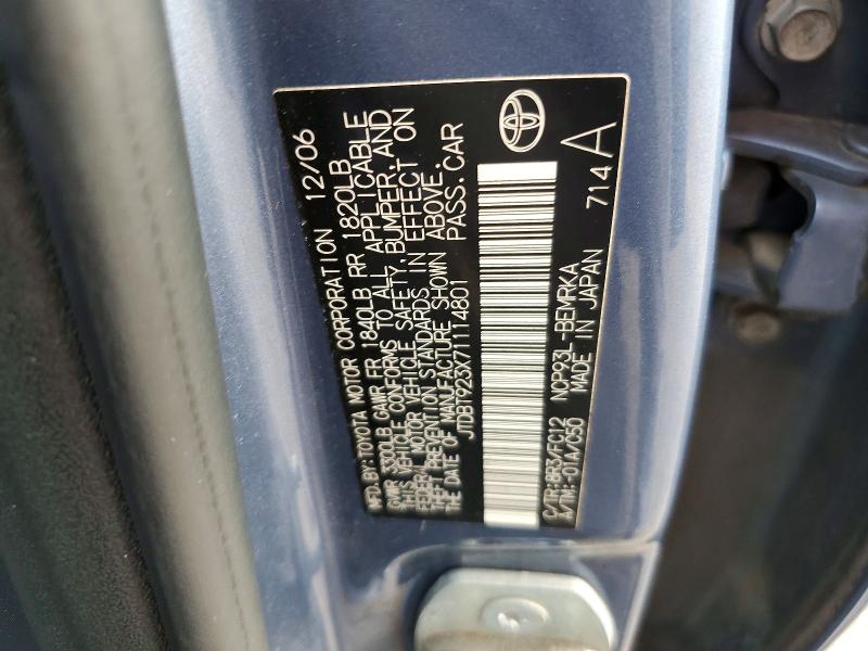 Aukcja sprzedaży 2007 Toyota Yaris, vin: JTDBT923X71114801, numer aukcji: 63734116