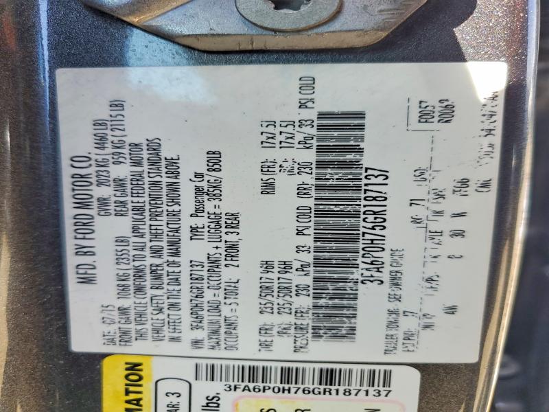 Продажа на аукционе авто 2016 Ford Fusion, vin: 3FA6P0H76GR187137, номер лота: 64071086