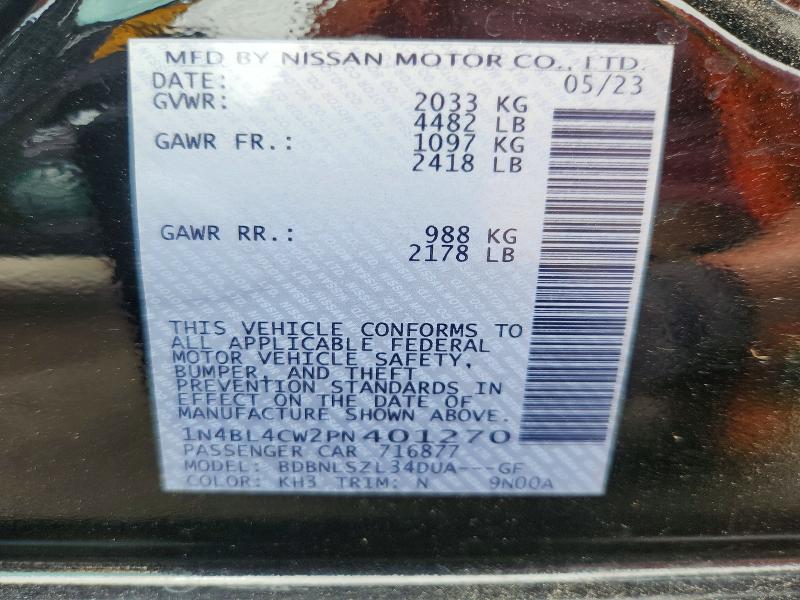 Aukcja sprzedaży 2023 Nissan Altima, vin: 1N4BL4CW2PN401270, numer aukcji: 63777556