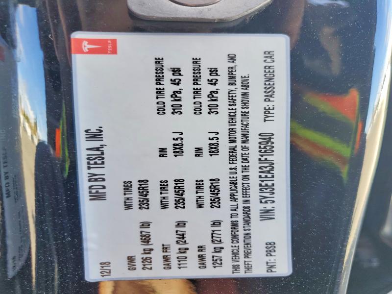 Продаж на аукціоні авто 2018 Tesla Model 3, vin: 5YJ3E1EA3JF165940, номер лоту: 66260746