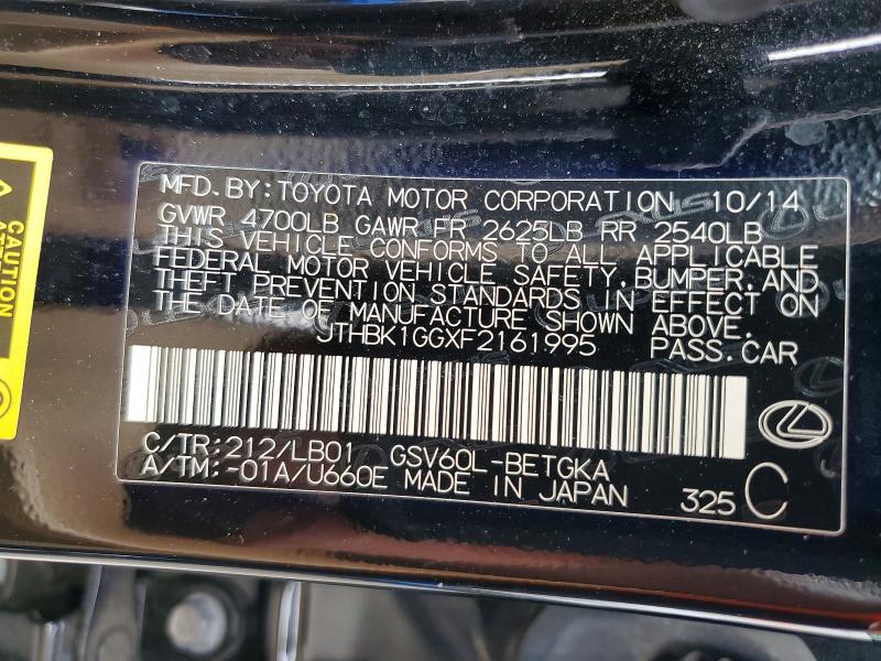 Aukcja sprzedaży 2015 Lexus Es, vin: JTHBK1GGXF2161995, numer aukcji: 62959496