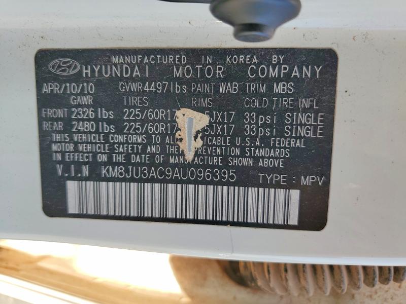 2010 Hyundai Tucson მანქანა იყიდება აუქციონზე, vin: KM8JU3AC9AU096395, აუქციონის ნომერი: 63884106