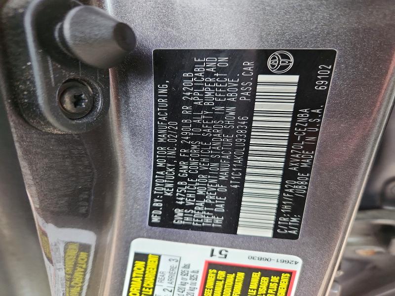 Продажа на аукционе авто 2020 Toyota Camry, vin: 4T1C11AK0LU938346, номер лота: 65593056