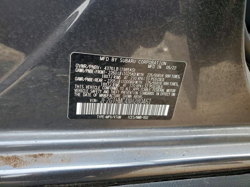 Aukcja sprzedaży 2022 Subaru Crosstrek, vin: JF2GTHMC4NH280461, numer aukcji: 63896496