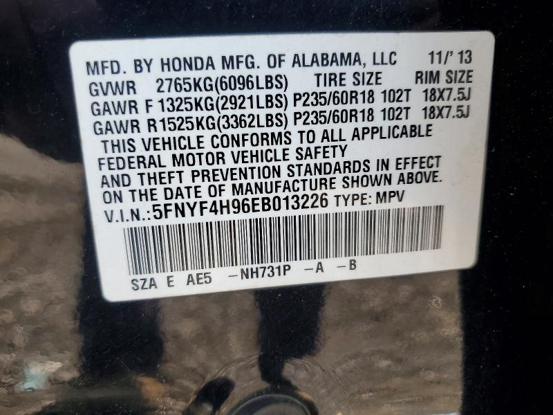 Aukcja sprzedaży 2014 Honda Pilot, vin: 5FNYF4H96EB013226, numer aukcji: 64656466