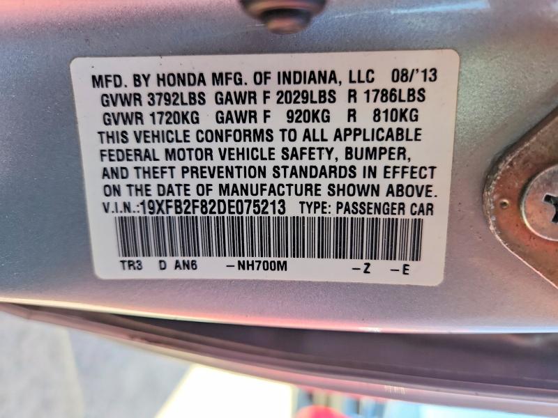 Aukcja sprzedaży 2013 Honda Civic, vin: 19XFB2F82DE075213, numer aukcji: 64963696