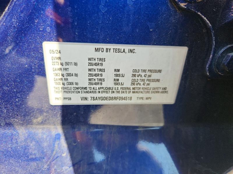 Aukcja sprzedaży 2024 Tesla Model Y, vin: 7SAYGDED8RF094518, numer aukcji: 63933576