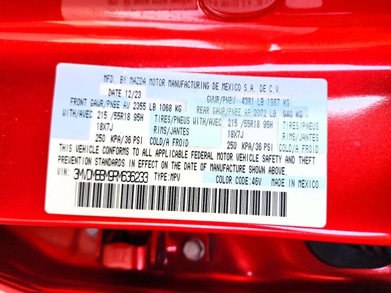 65660566 :رقم المزاد ، 3MVDMBBM9RM636233 vin ، 2024 Mazda Cx-30 مزاد بيع