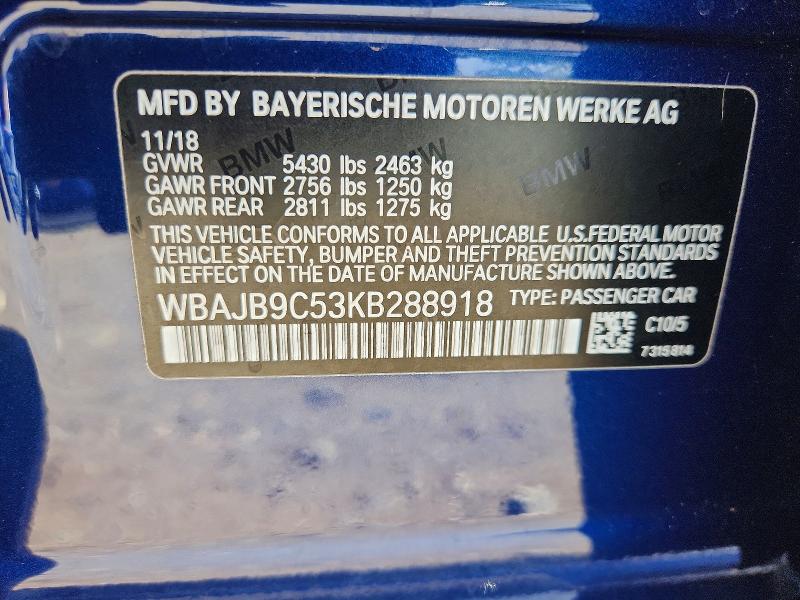 Aukcja sprzedaży 2019 Bmw M550xi, vin: WBAJB9C53KB288918, numer aukcji: 65616256