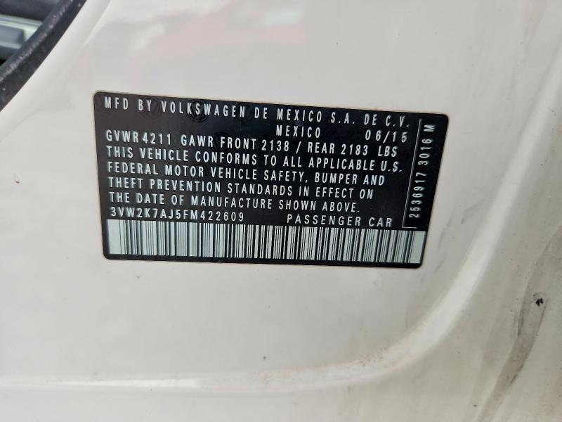 Продаж на аукціоні авто 2015 Volkswagen Jetta, vin: 3VW2K7AJ5FM422609, номер лоту: 66182226