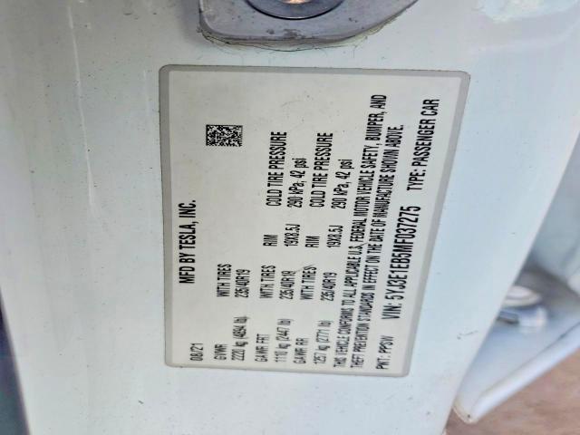 Aukcja sprzedaży 2021 Tesla Model 3, vin: 5YJ3E1EB5MF037275, numer aukcji: 64906616