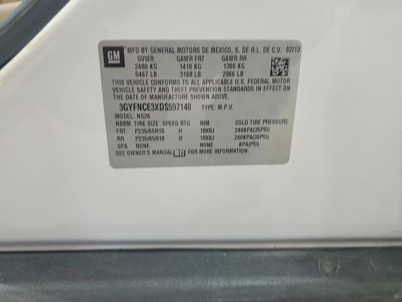 2013 Cadillac Srx მანქანა იყიდება აუქციონზე, vin: 3GYFNCE3XDS597148, აუქციონის ნომერი: 67005716