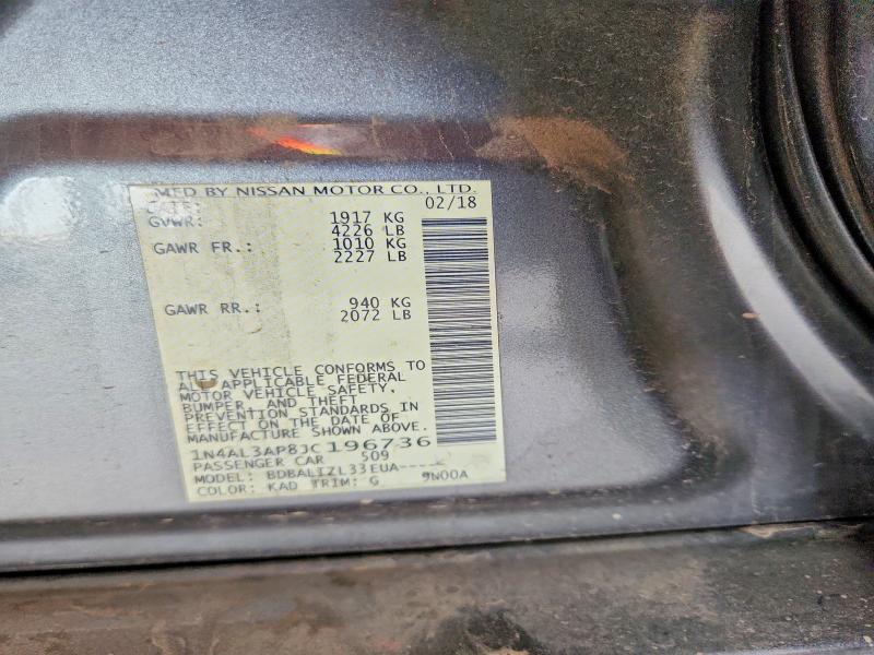 2018 Nissan Altima მანქანა იყიდება აუქციონზე, vin: 1N4AL3AP8JC196736, აუქციონის ნომერი: 65289706