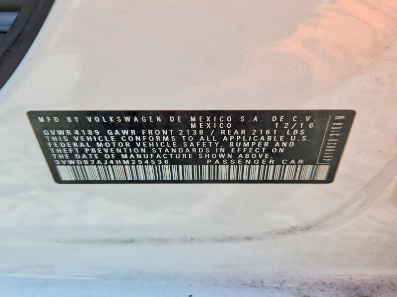 Продажа на аукционе авто 2017 Volkswagen Jetta, vin: 3VWDB7AJ4HM294536, номер лота: 67105626
