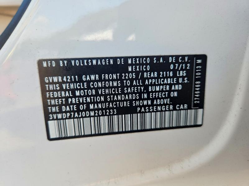 Aukcja sprzedaży 2013 Volkswagen Jetta, vin: 3VWDP7AJ0DM201233, numer aukcji: 65436396