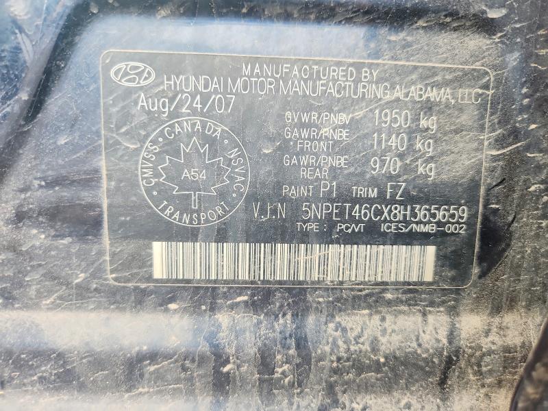 Aukcja sprzedaży 2008 Hyundai Sonata, vin: 5NPET46CX8H365659, numer aukcji: 60447386