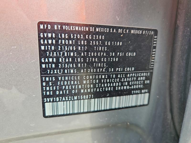 Aukcja sprzedaży 2020 Volkswagen Tiguan, vin: 3VV1B7AX2LM156871, numer aukcji: 65366746