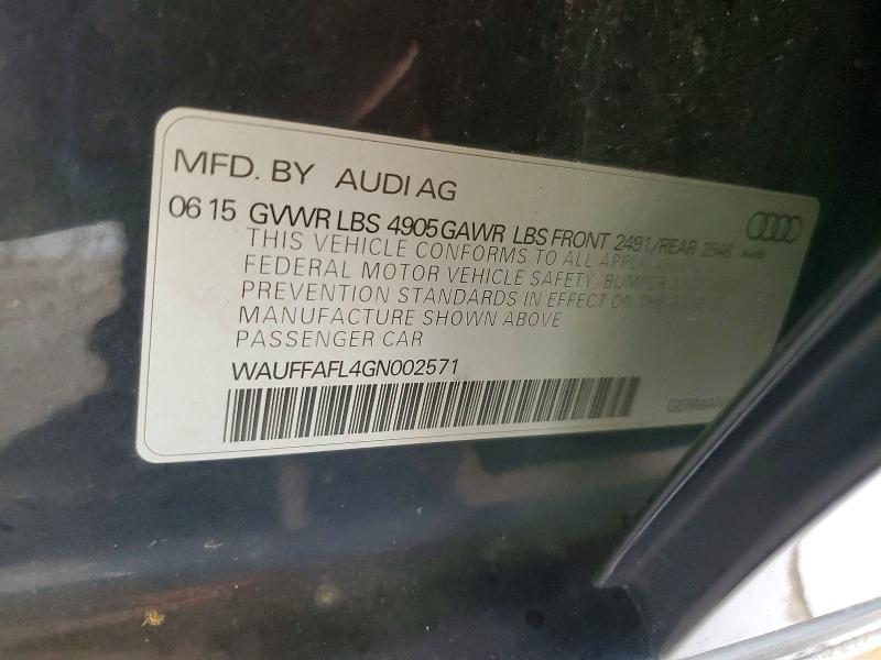64295136 :رقم المزاد ، WAUFFAFL4GN002571 vin ، 2016 Audi A4 مزاد بيع
