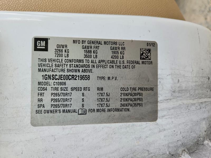 62945856 :رقم المزاد ، 1GNSCJE00CR219658 vin ، 2012 Chevrolet Suburban مزاد بيع