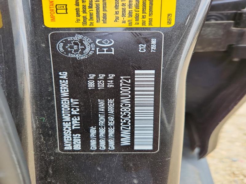 2016 Mini Cooper მანქანა იყიდება აუქციონზე, vin: WMWZC5C58GWU00721, აუქციონის ნომერი: 64035096
