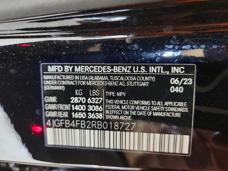 Aukcja sprzedaży 2024 Mercedes-benz Gle, vin: 4JGFB4FB2RB018727, numer aukcji: 64028286
