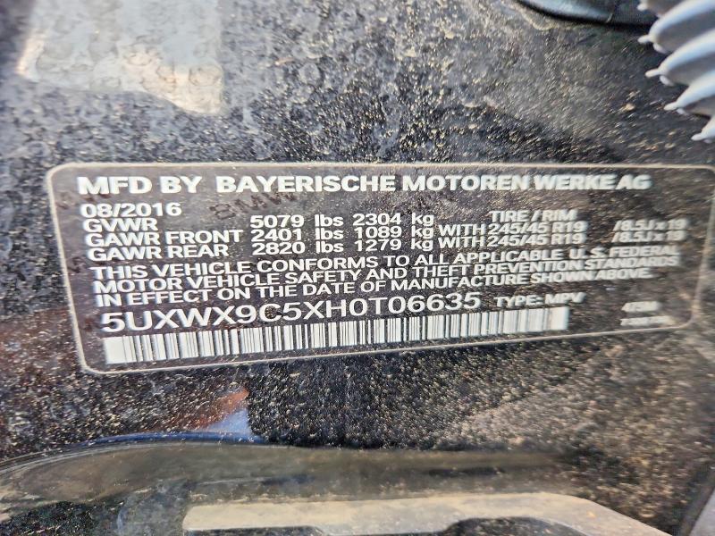 66250676 :رقم المزاد ، 5UXWX9C5XH0T06635 vin ، 2017 Bmw X3 مزاد بيع