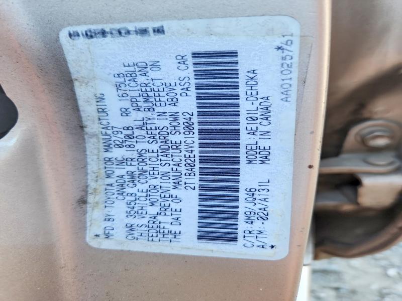 63726426 :رقم المزاد ، 2T1BA02E4VC190042 vin ، 1997 Toyota Corolla مزاد بيع