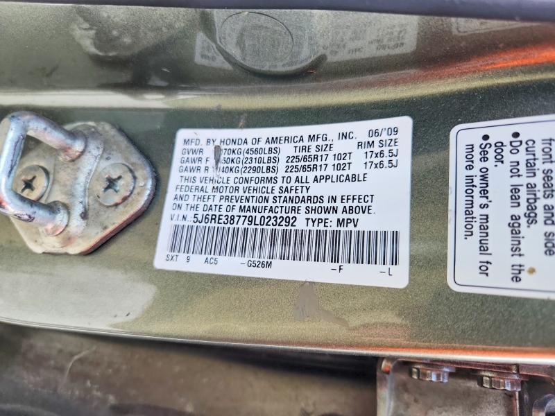 2009 Honda Cr-v მანქანა იყიდება აუქციონზე, vin: 5J6RE38779L023292, აუქციონის ნომერი: 66621566