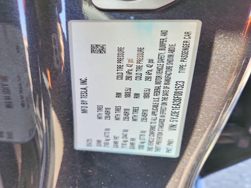 64066116 :رقم المزاد ، 5YJ3E1EA3SF081523 vin ، 2025 Tesla Model 3 مزاد بيع